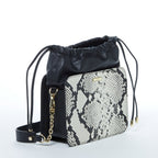 Patricia Black Leather Bucket Bag Snakeskin Design