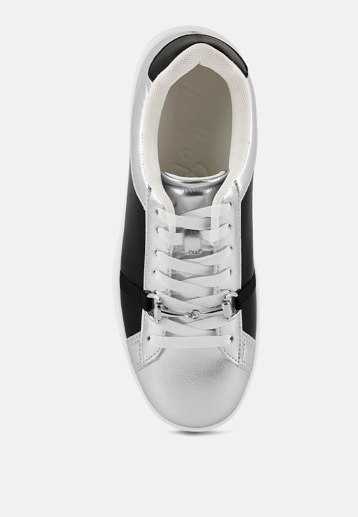 Nemo Contrasting Metallic Faux Leather Sneakers