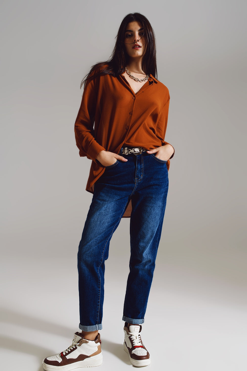 Chiffon Shirt in Camel Color