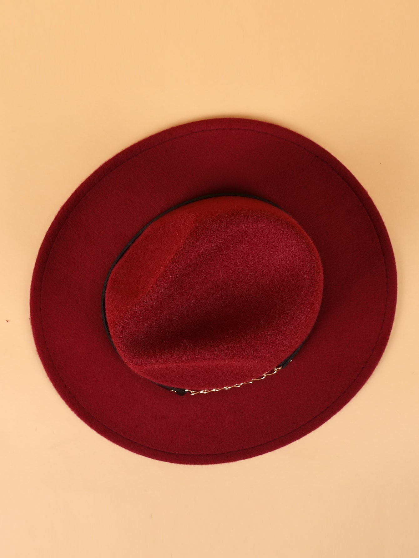 Let's Link Up Belted Chain Fedora Hat Burgundy