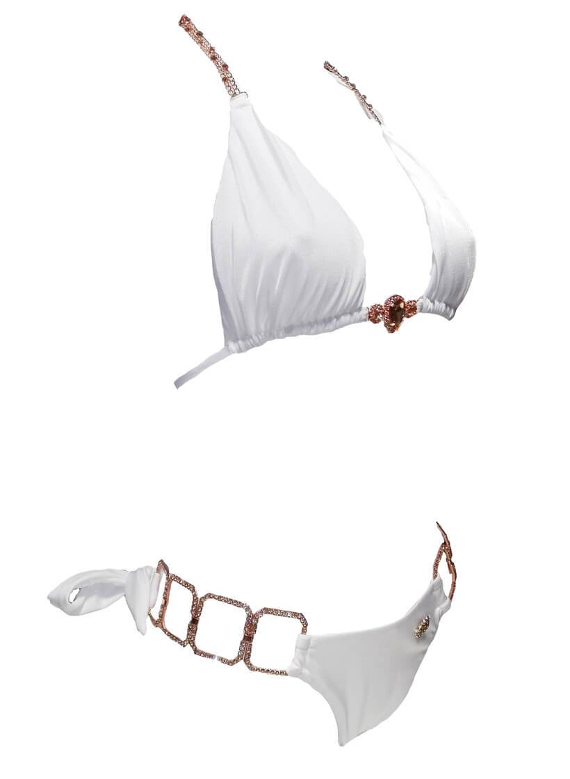 Tessa Triangle Top & Tie Side Bottom White