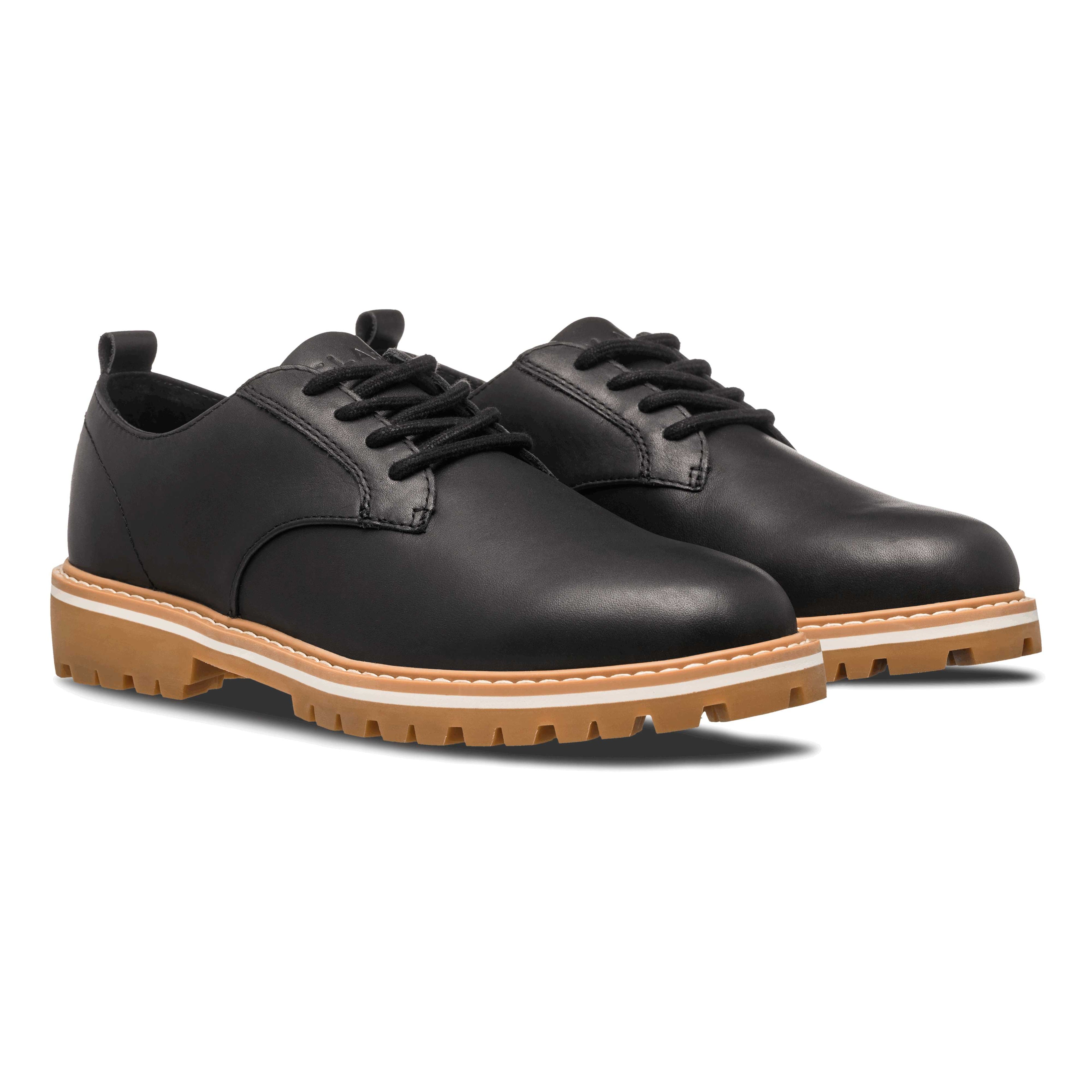 Logan Derby Shoe in Black Leather by CLAE