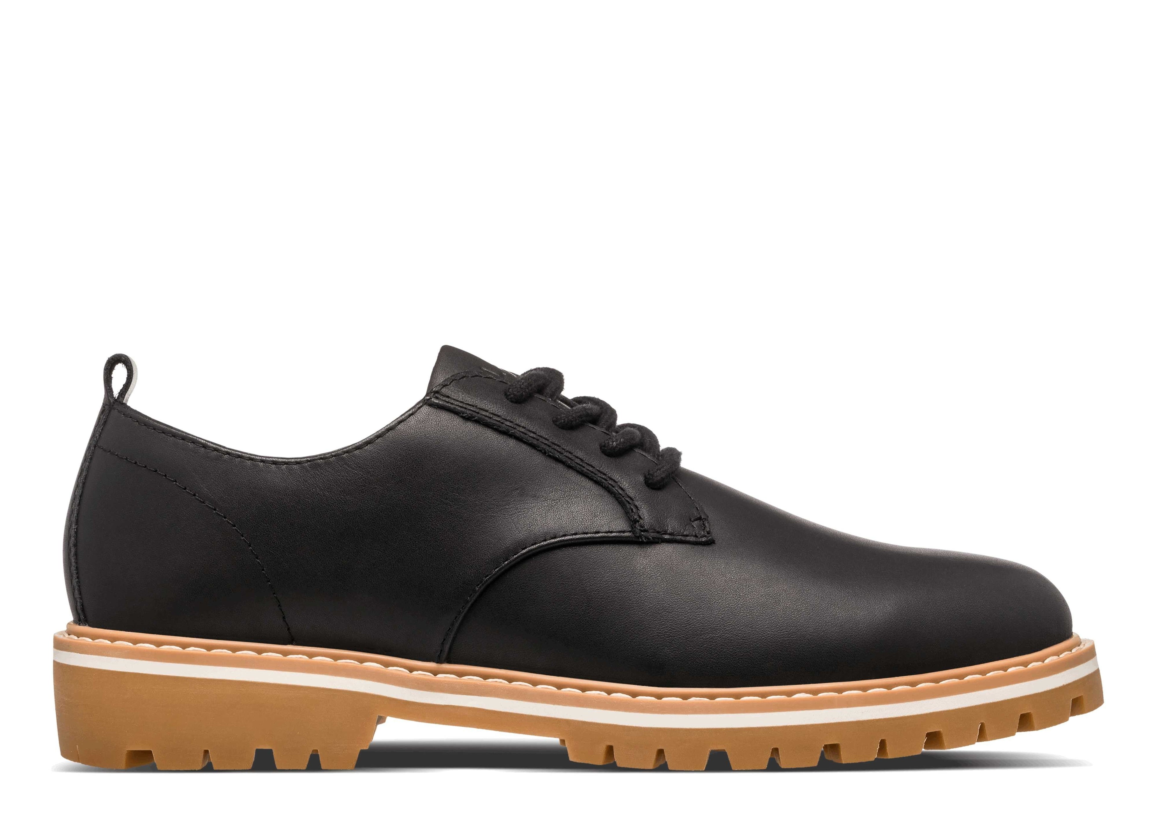 Logan Derby Shoe in Black Leather by CLAE