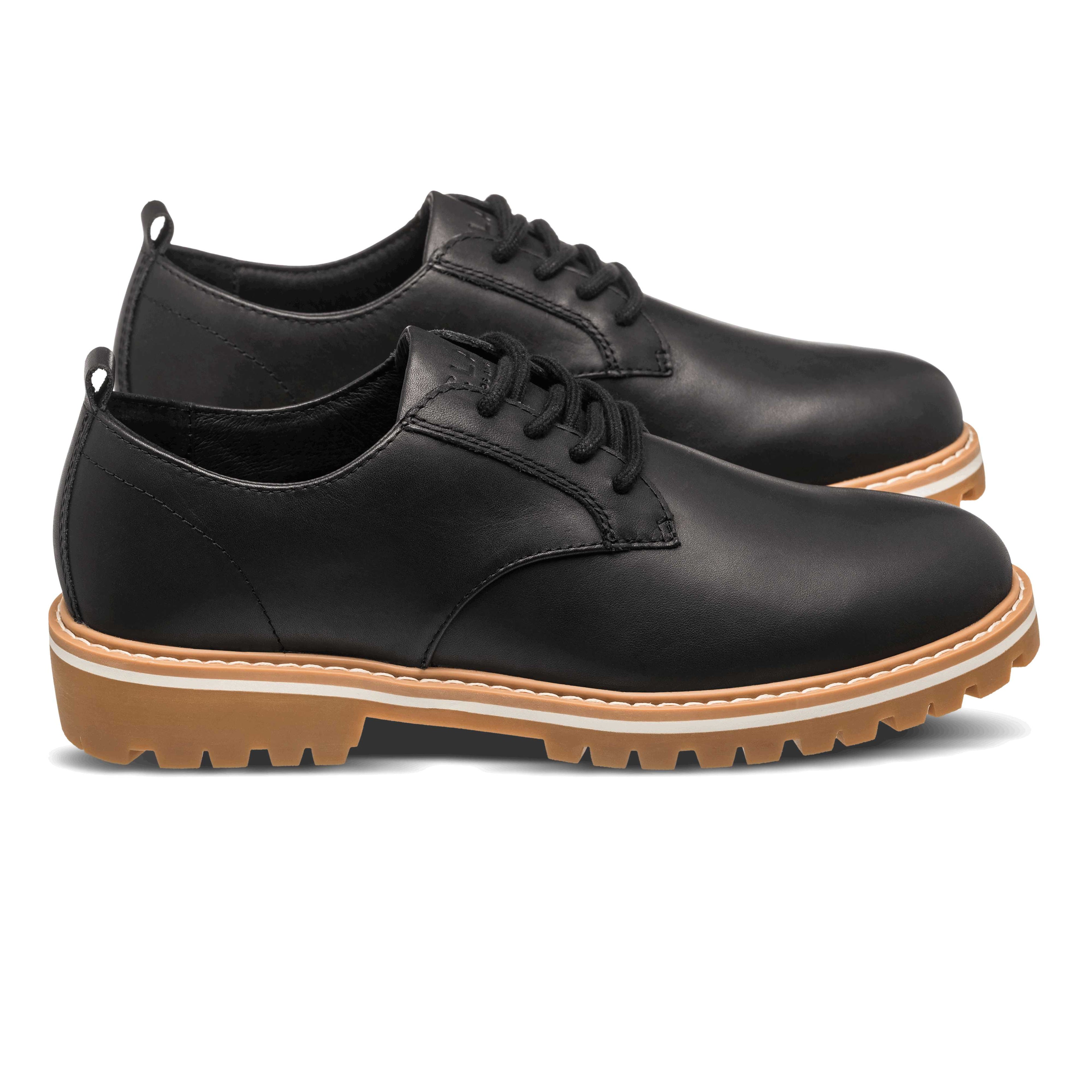 Logan Derby Shoe in Black Leather by CLAE