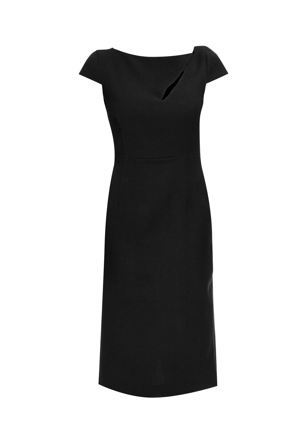 Caterina Dress Black Midi Cut Out Neck Dress | Tubino