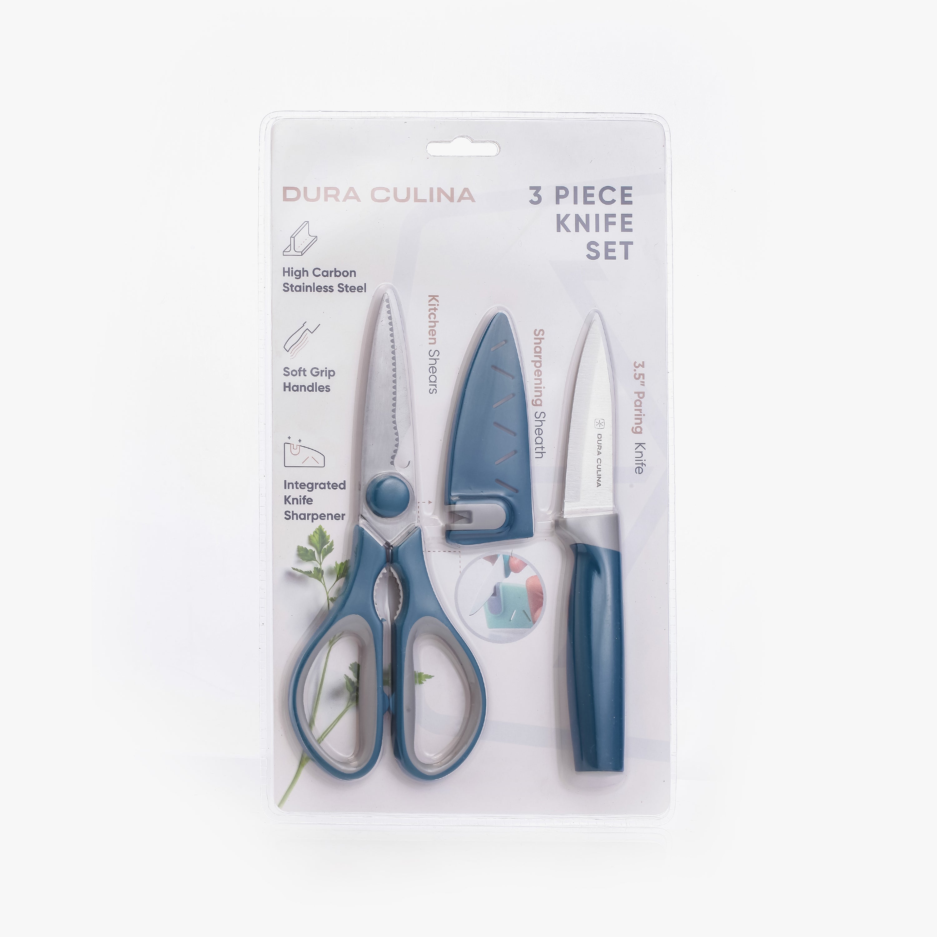 Paring Knife Blade Guard with Built-In Sharpener & Shears 3-Piece Set