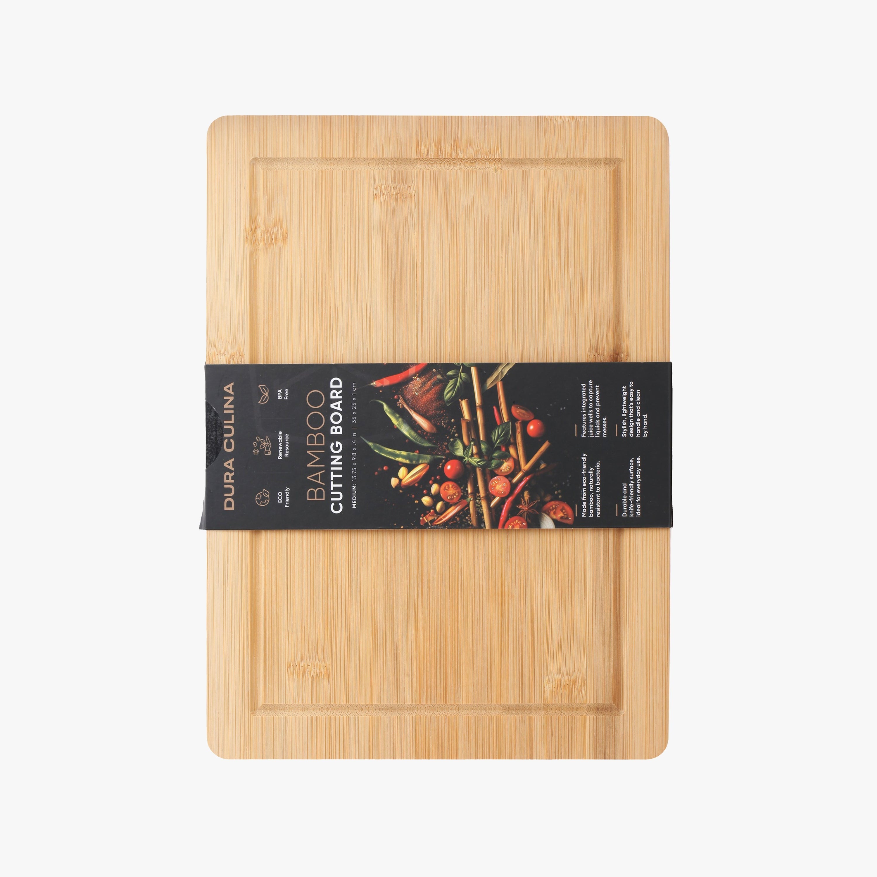 Bamboo Wood Cutting Board Medium | 13.78” X 9.84”