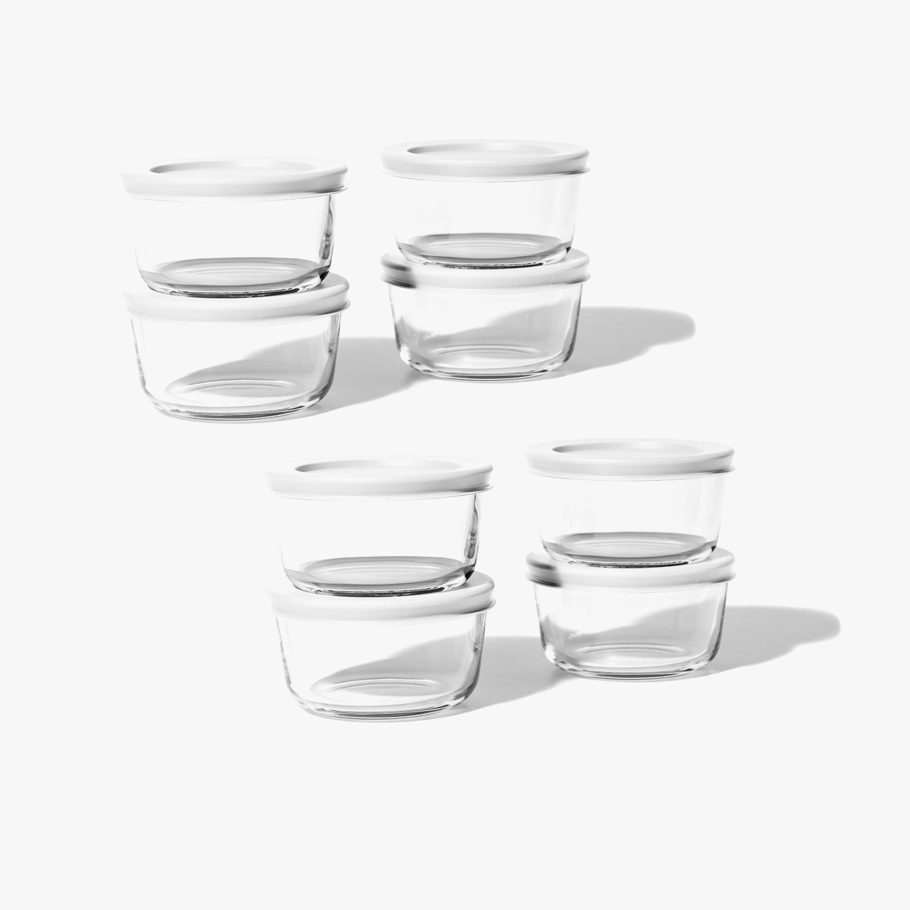 Glass Food Storage Containers 16-Piece 7 Oz Set (8+8) | White