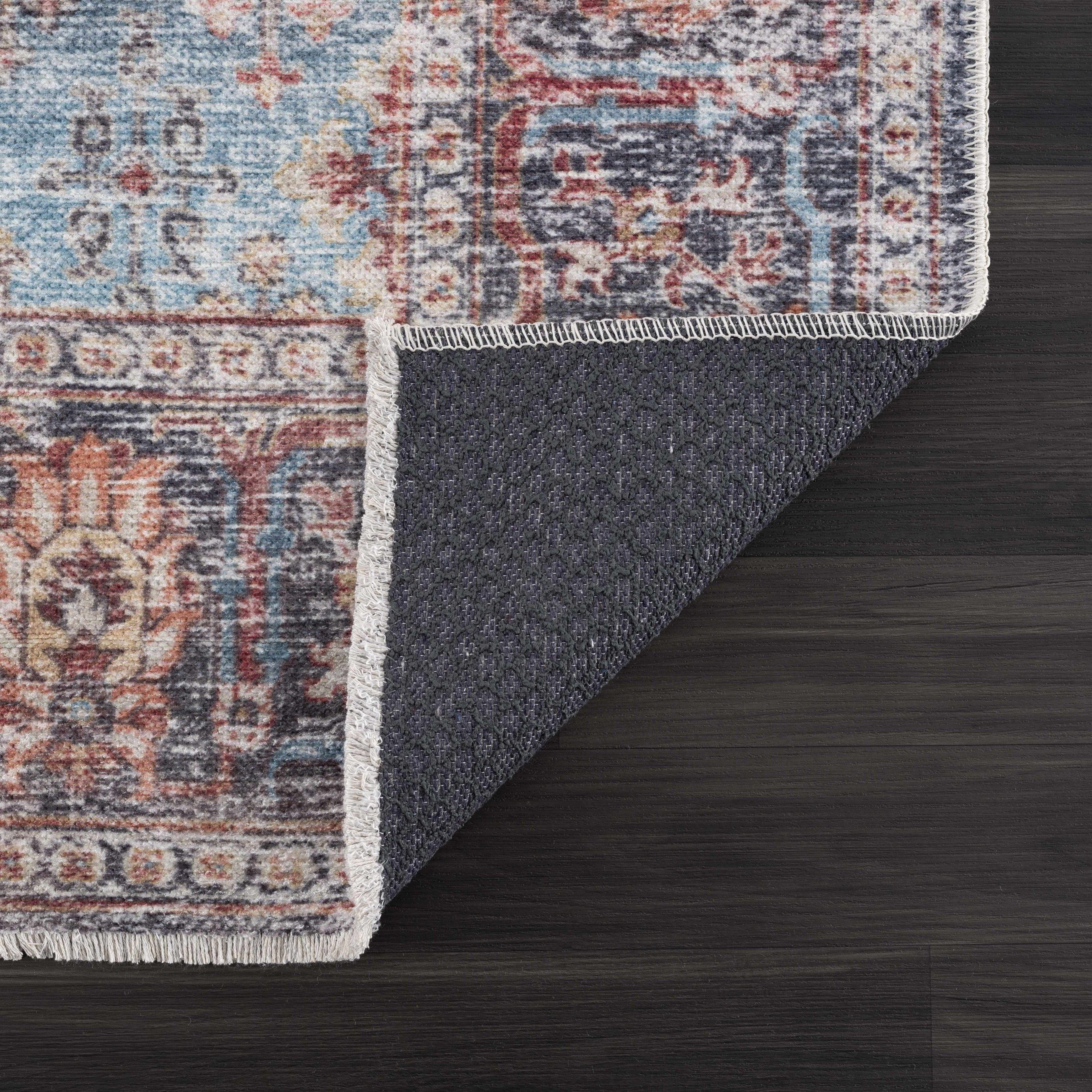 Blue Burgundy Holi-2302 Washable Area Rug