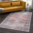 Blue Burgundy Holi-2302 Washable Area Rug