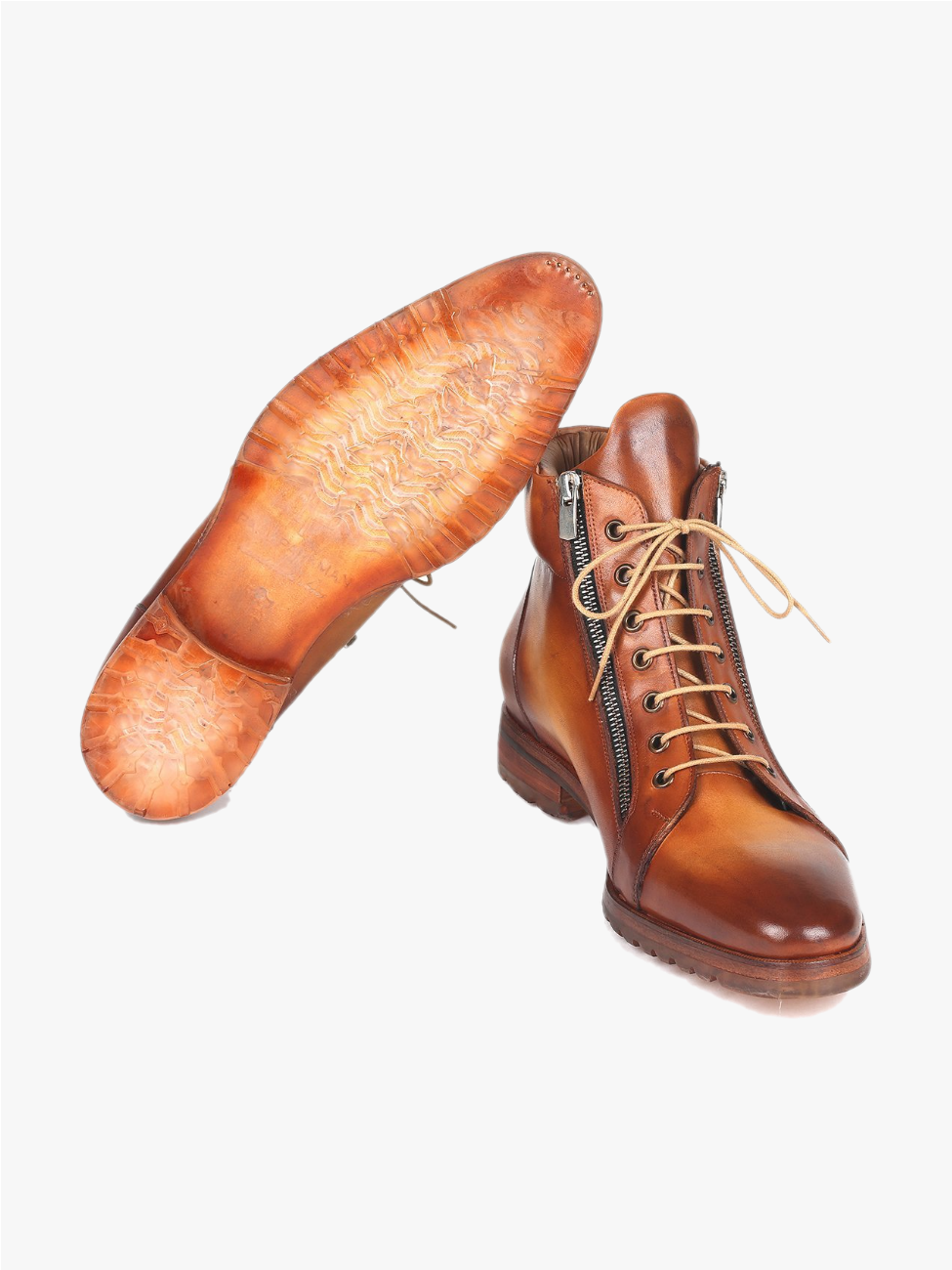 Paul Parkman Men's Side Zipper Leather Boots Light Brown