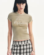 Tencel Acetate Fake Two-Piece Slim Fit Straight Shoulder T-Shirt 'Memory Navigation'