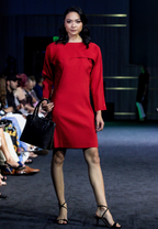 Marta Red Midi Dress with Lace