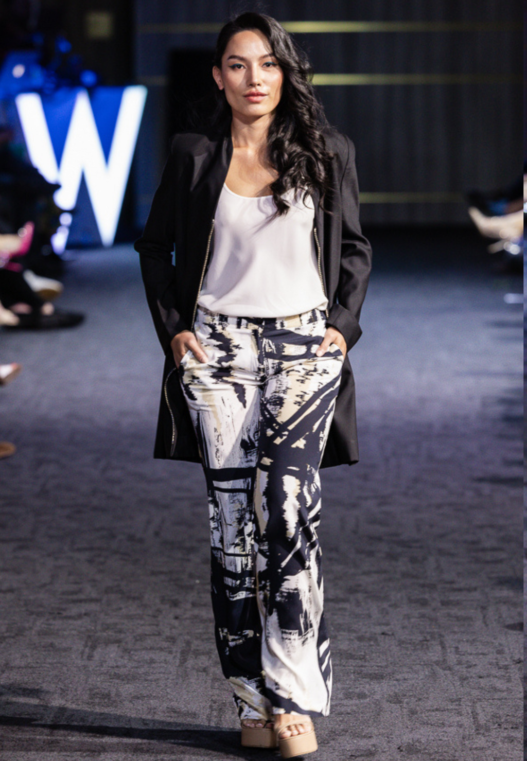 Lavanda Silk Print Wide-Leg Trousers