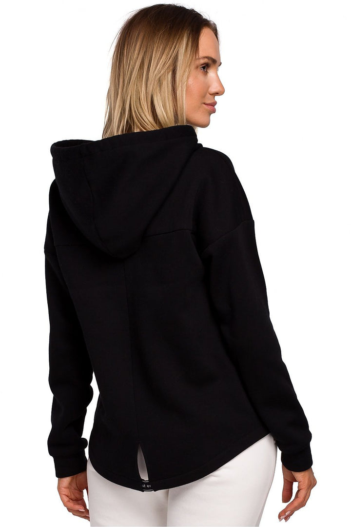 Black Oversized Hooded Sweatshirt with Zipper