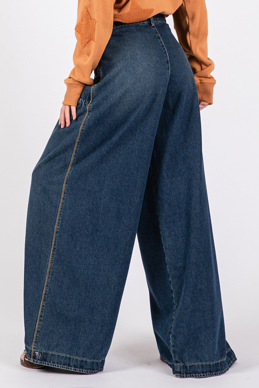 Denim Blue Mid-Rise Cargo Jeans with Pockets