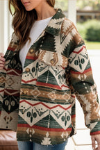 Geometric Button Up Long Sleeve Jacket