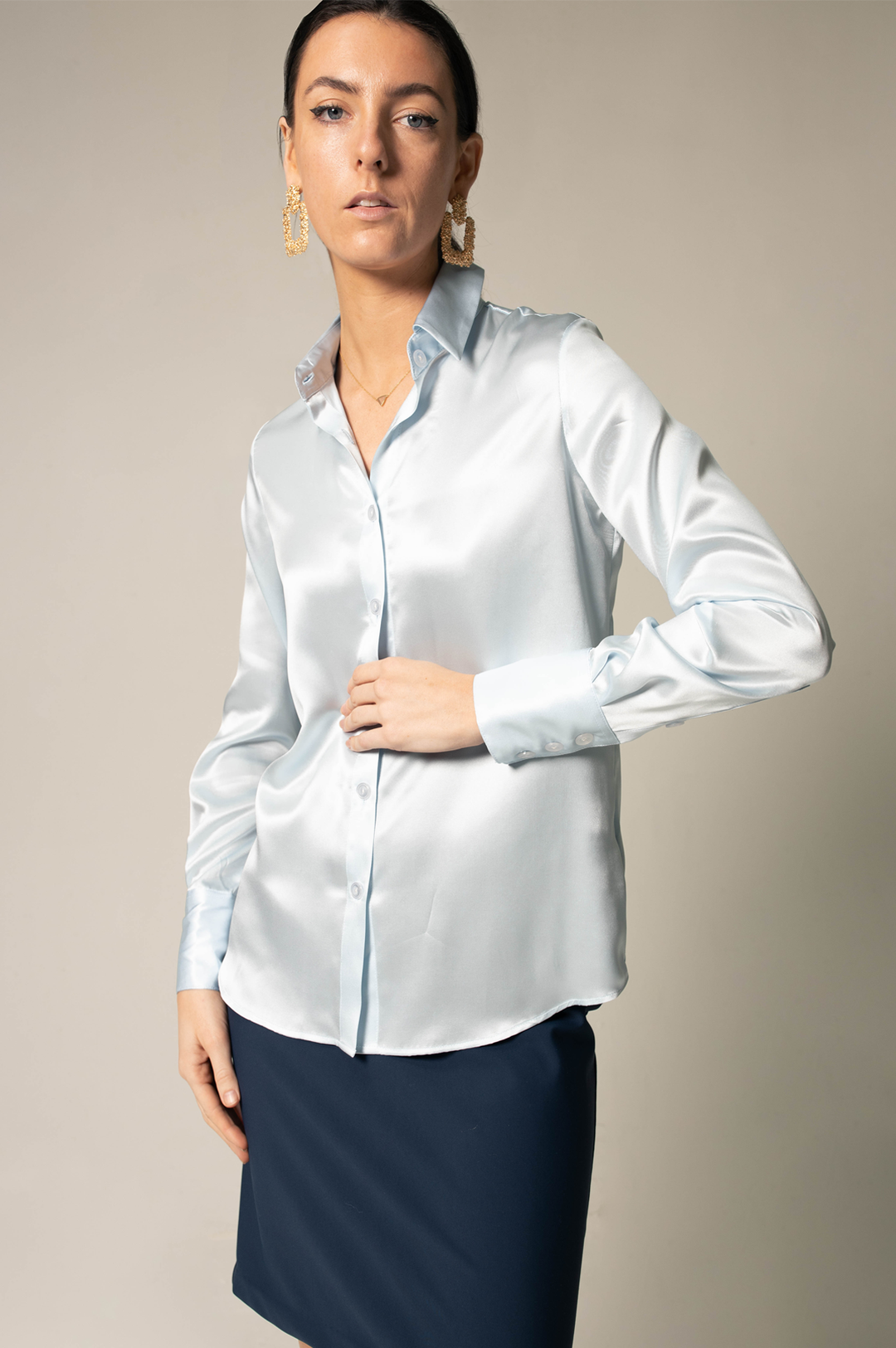 Classy Silk Shirt in Blue