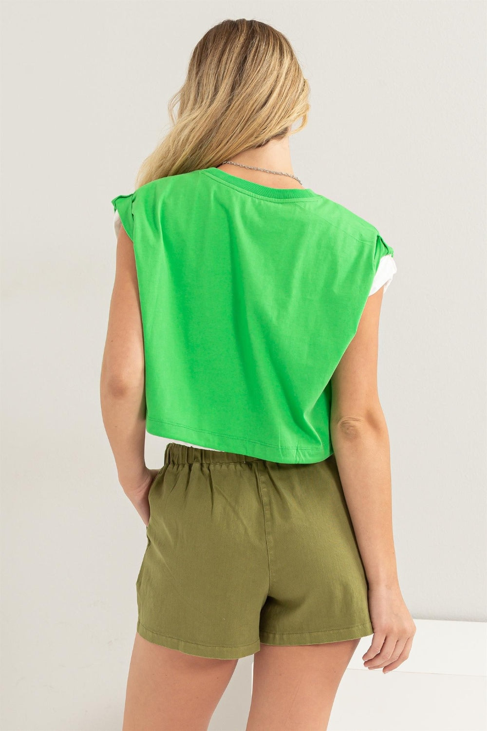 Sleeveless Drawstring Hem Crop Top