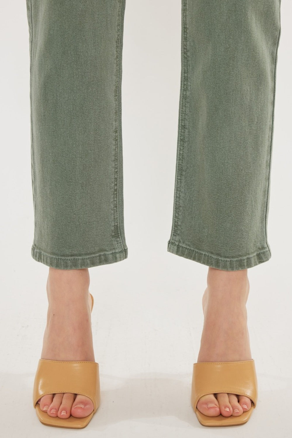 Ultra High Rise Straight Jeans in Olive Green