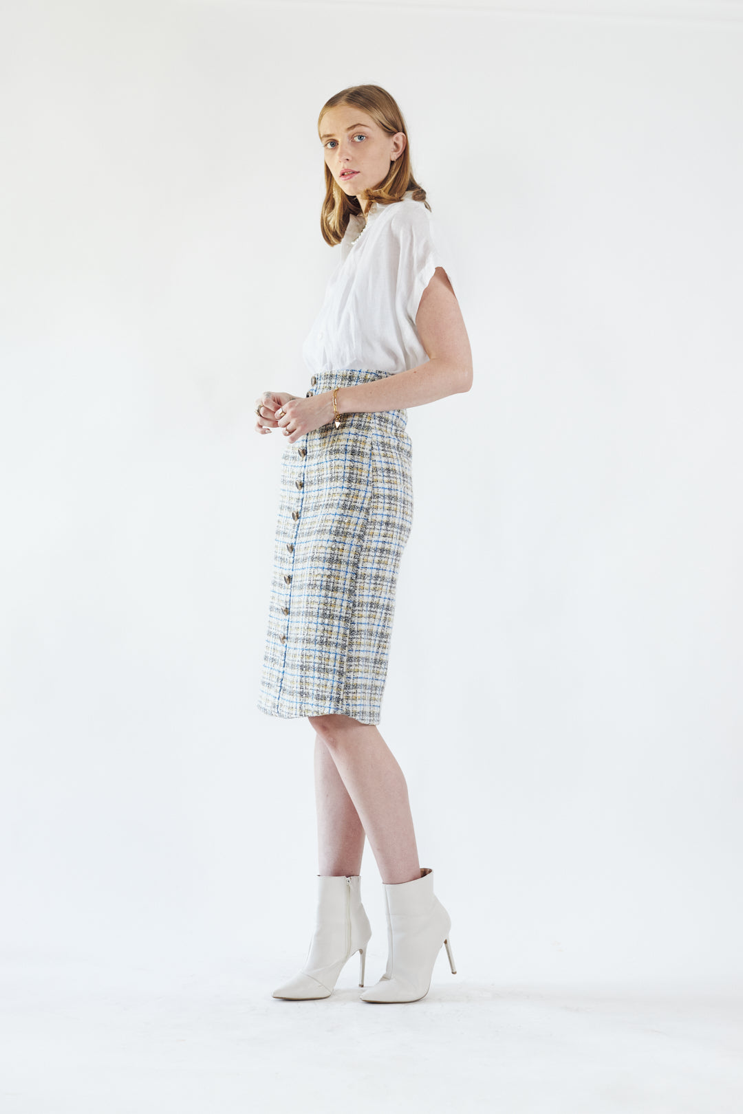 Power Woman Eye Catching Tweed Skirt