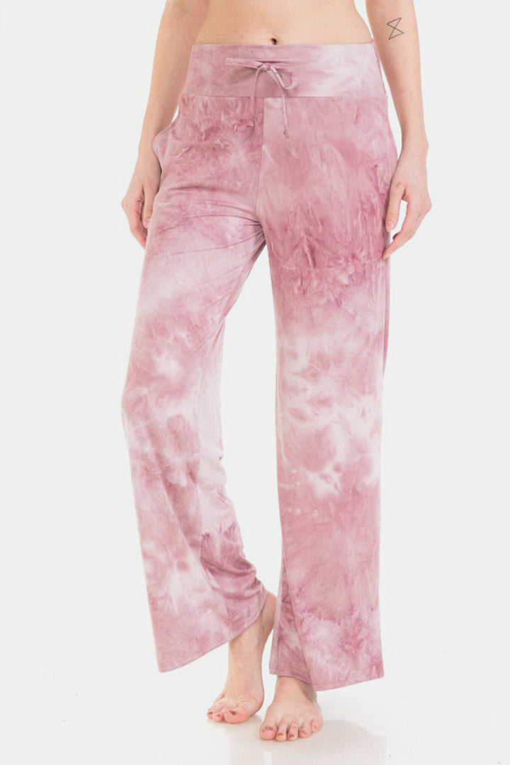 Buttery Soft Printed Drawstring Pants Pink