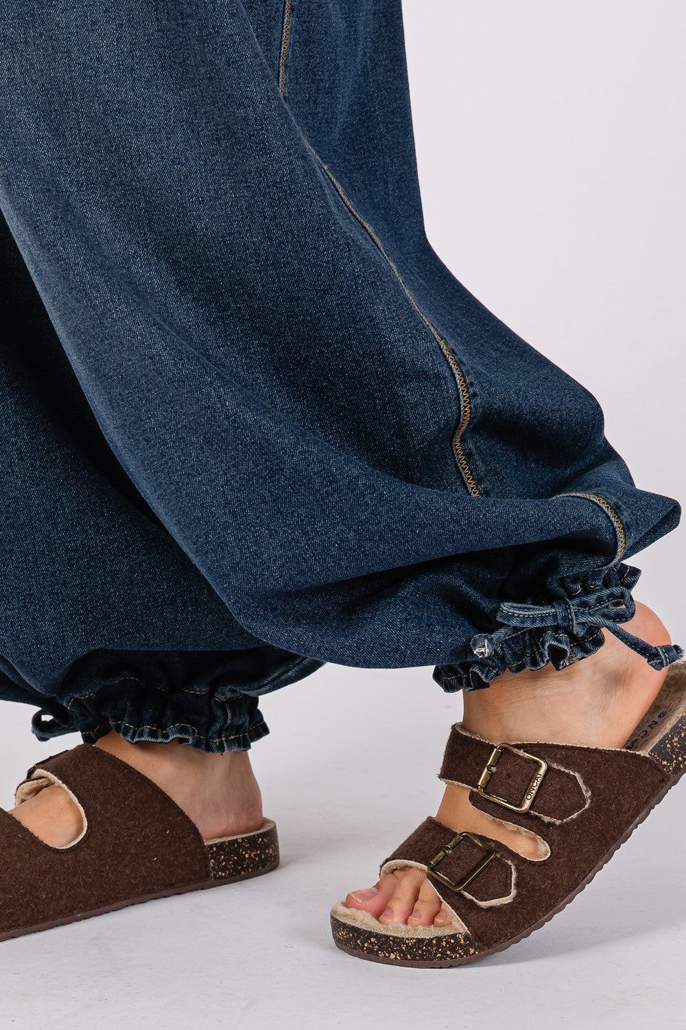 Denim Blue Mid-Rise Cargo Jeans with Pockets