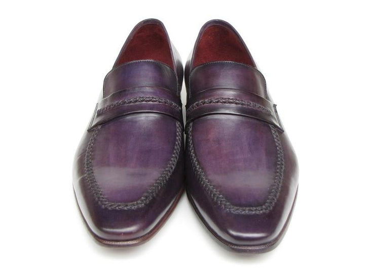 Paul Parkman Men's Purple Loafers Handmade Slip-On Shoes
