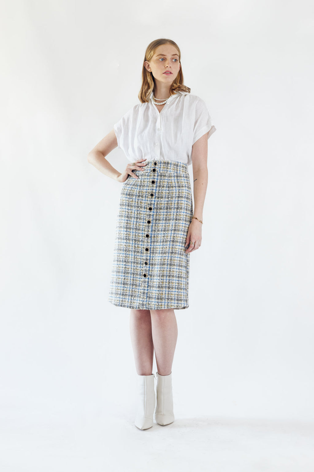 Power Woman Eye Catching Tweed Skirt