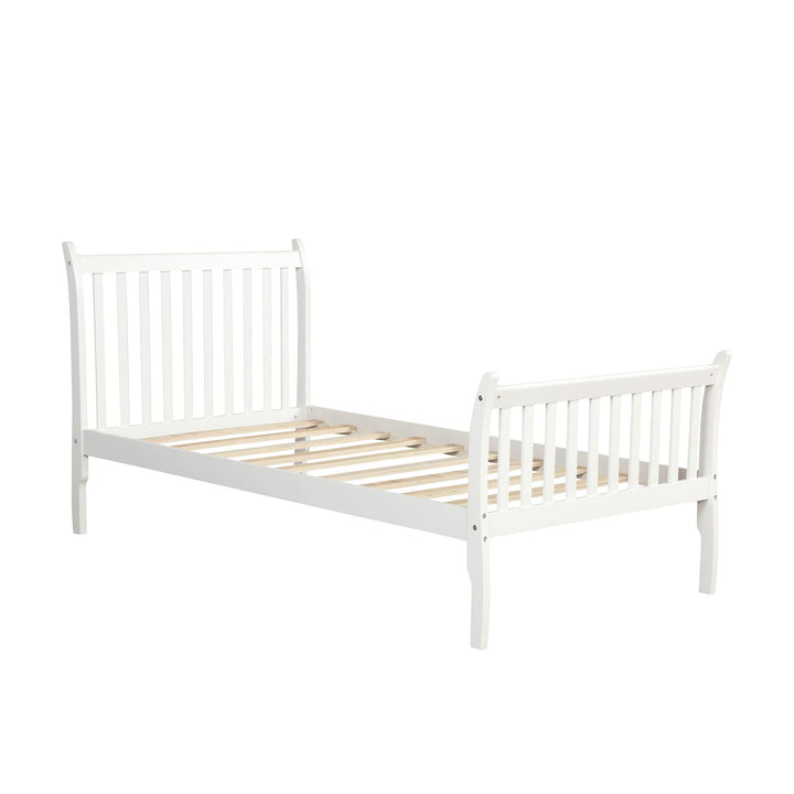 Platform Bed Frame with Wood Slat Support Twin White