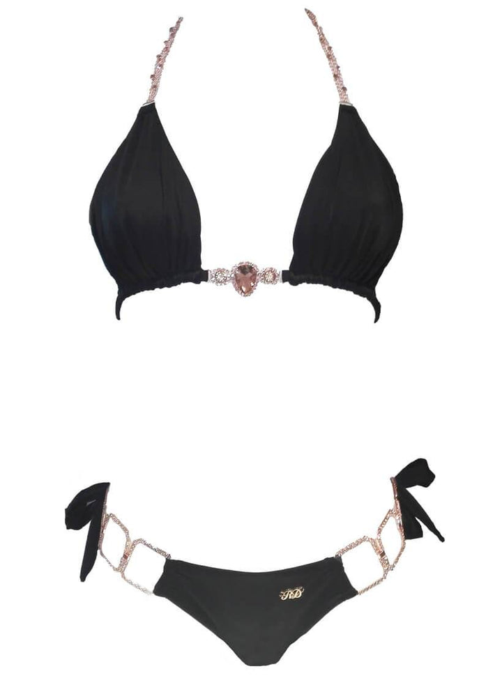 Tessa Triangle Top & Tie Side Bottom Black