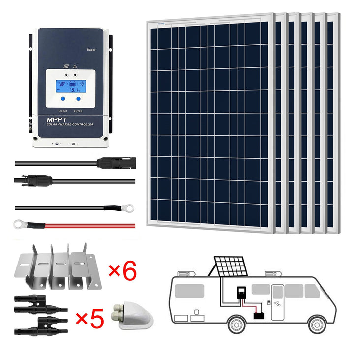 8x100W 12V Poly Solar RV Kit 60A MPPT Charge Controller (800W 60A)