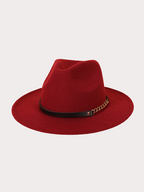 Let's Link Up Belted Chain Fedora Hat Burgundy