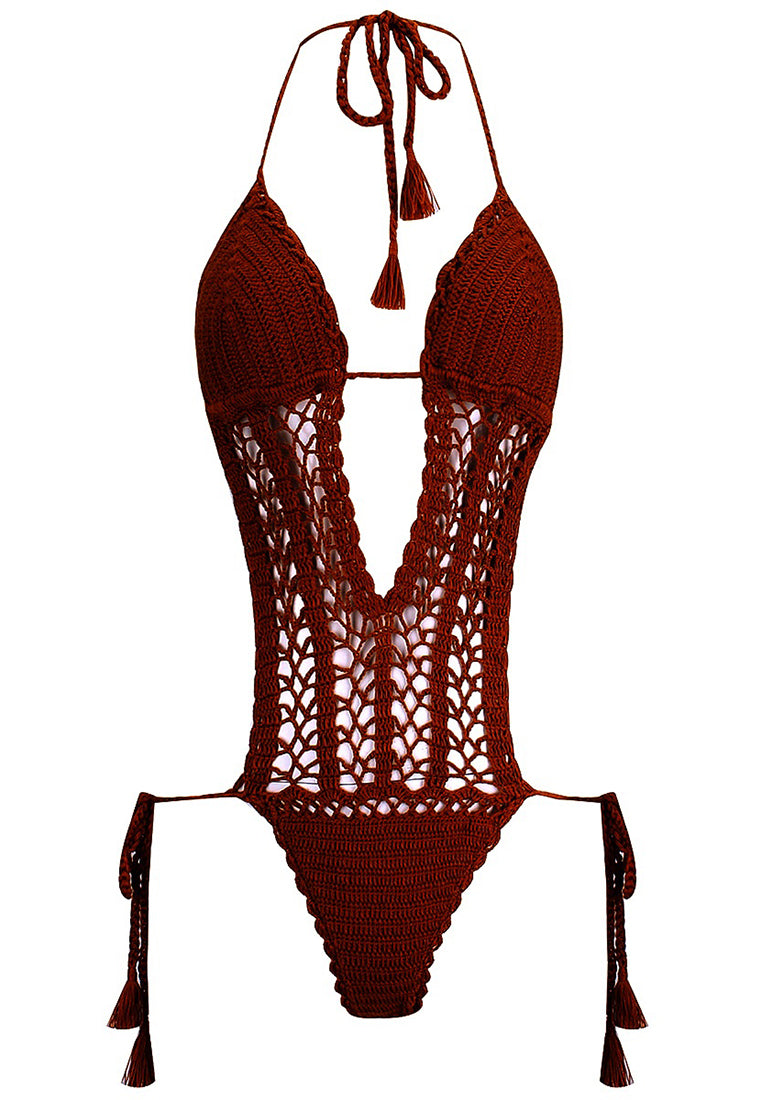 La Turquesa Ecru Hand-Crocheted Playsuits
