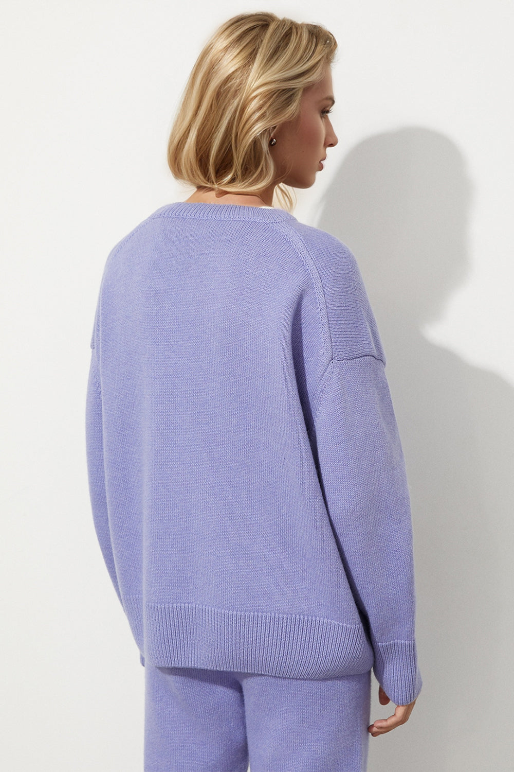 Round Neck Dropped Shoulder Long Sleeve Sweater