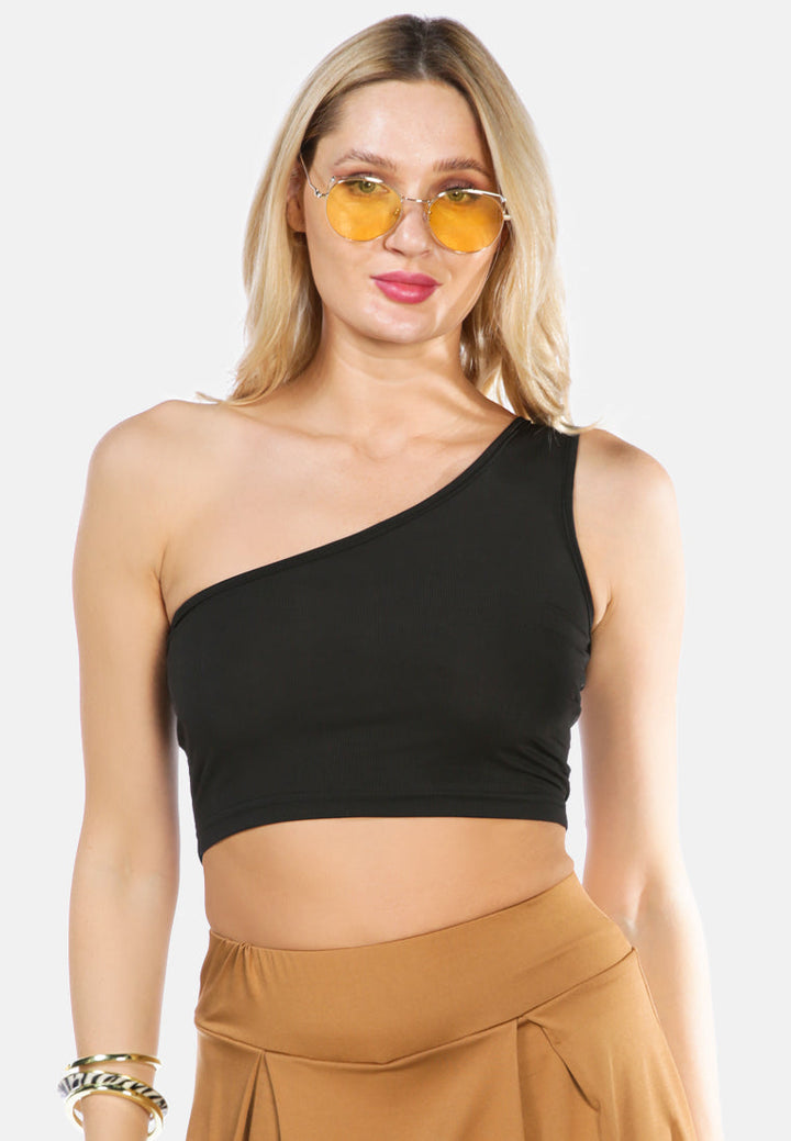 One Shoulder Knitted Crop Top