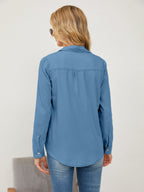 Button Up Long Sleeve Denim Shirt with Pockets