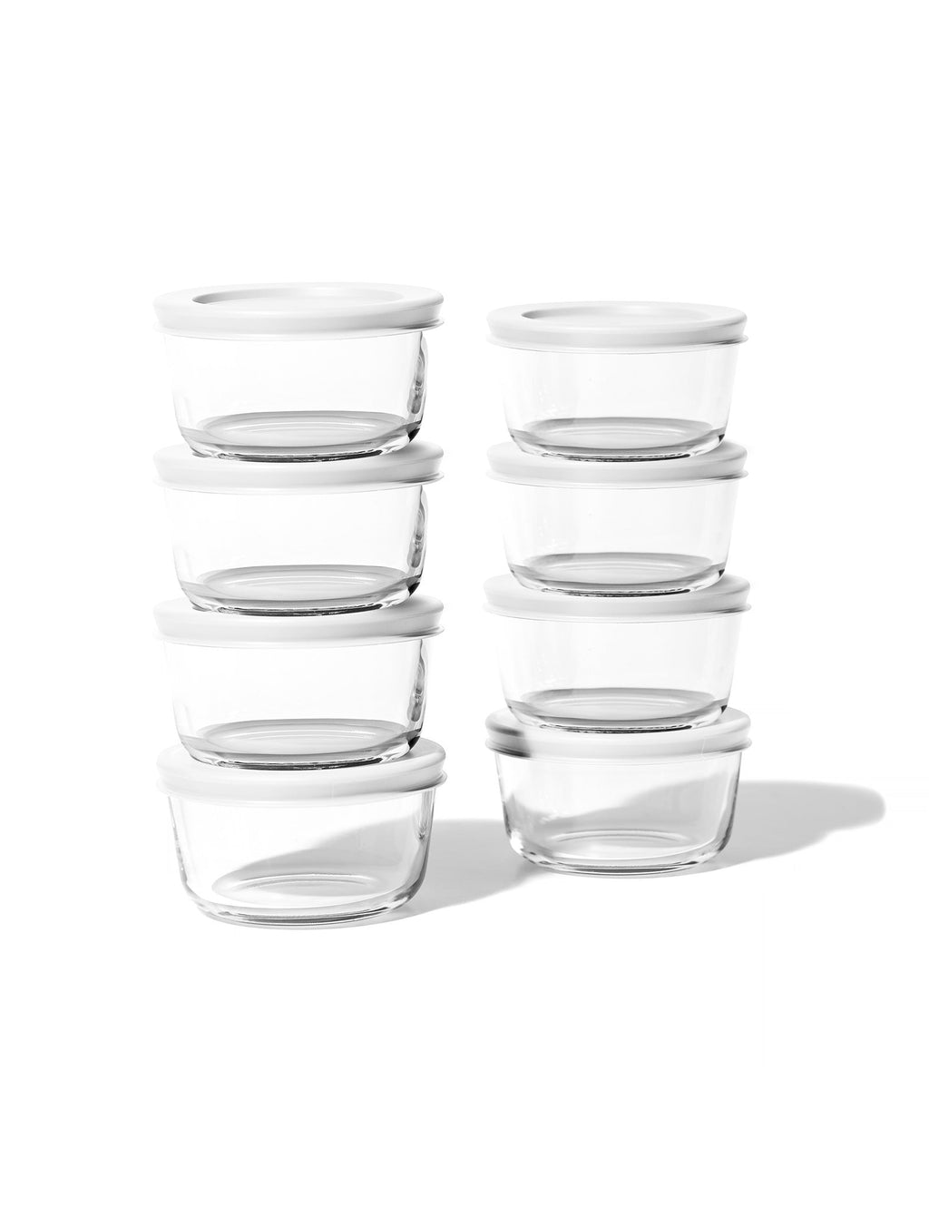 Glass Food Storage Containers 16-Piece 7 Oz Set (8+8) | White