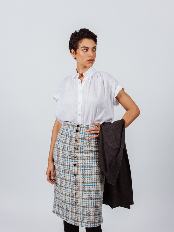 Power Woman Eye Catching Tweed Skirt