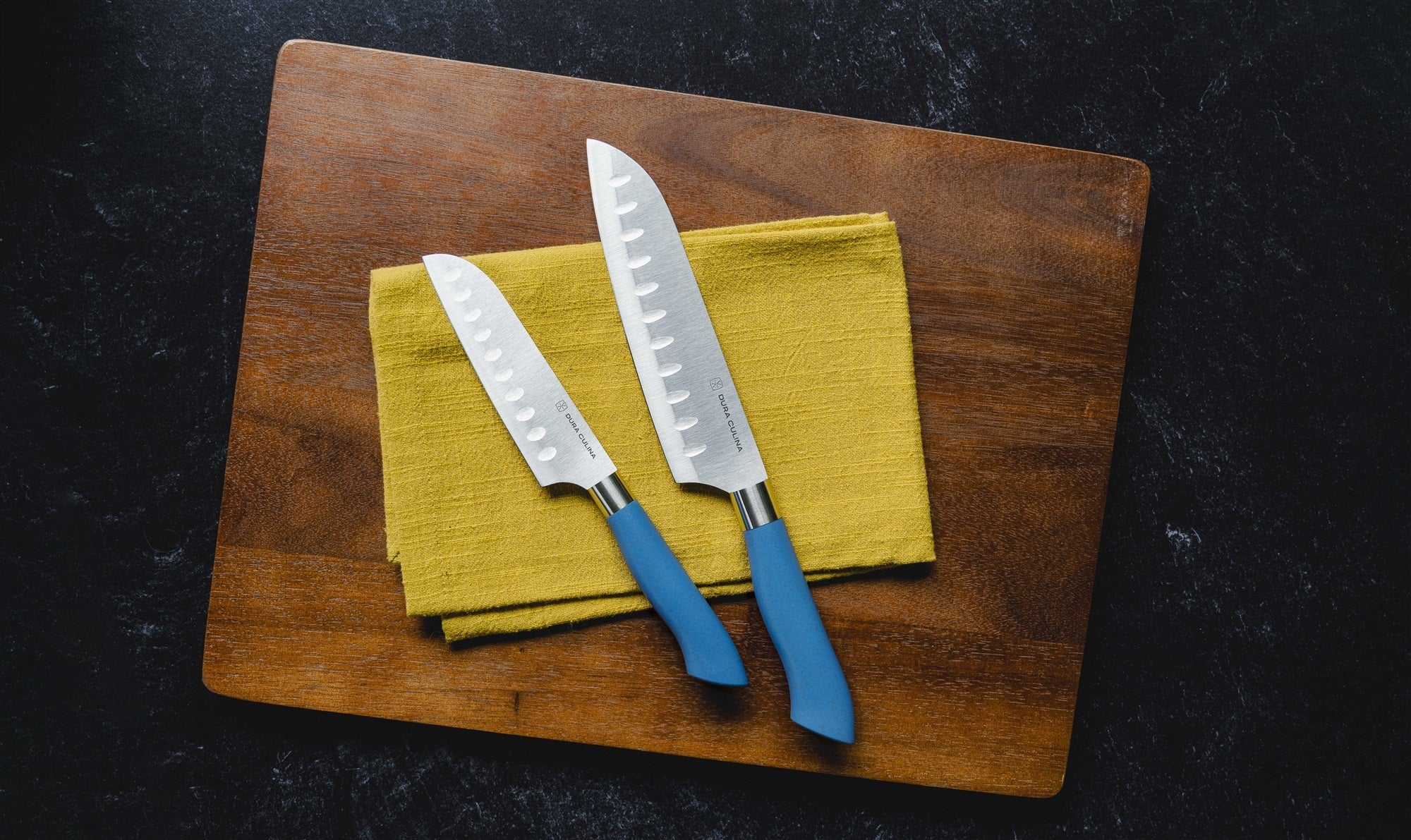 EcoCut 2-Piece Santoku Knife Set with Blade Guards | Blue