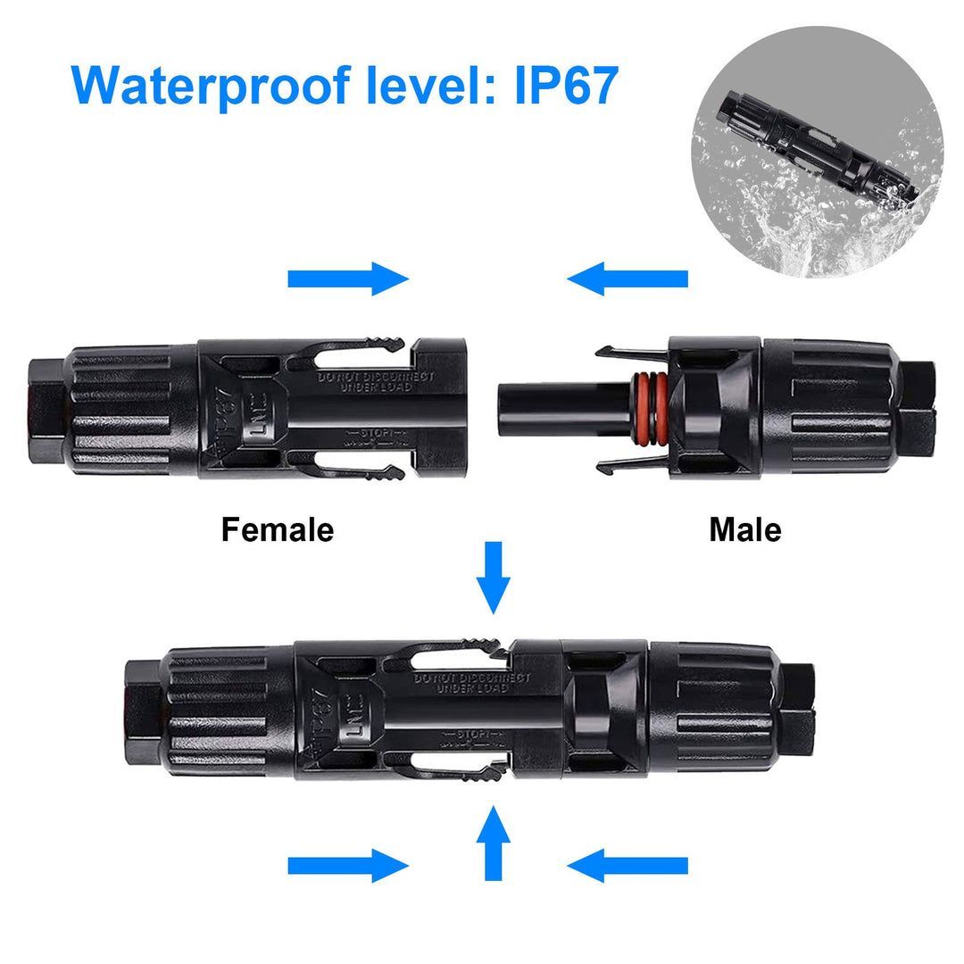 ACOPOWER 3 Pairs PV Connectors M/F Solar Panel Cable Connectors