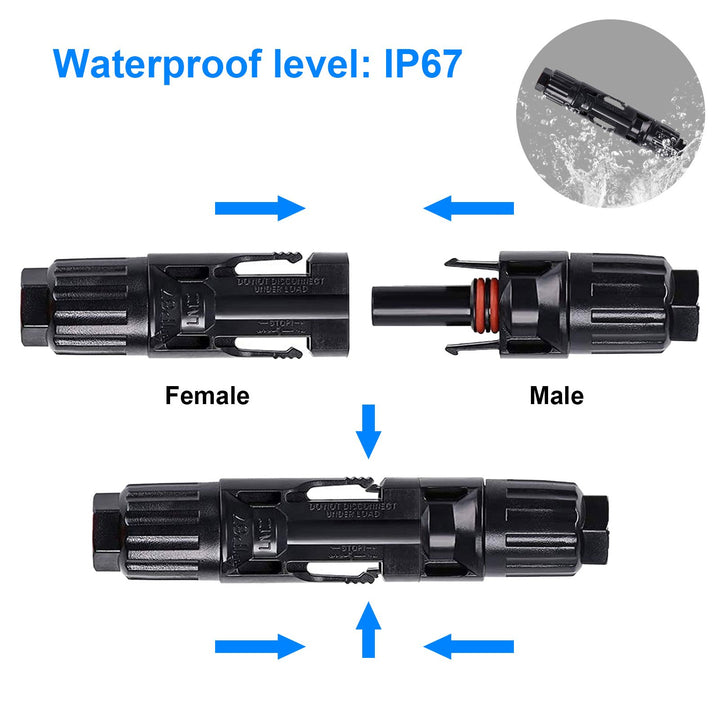 ACOPOWER 3 Pairs PV Connectors M/F Solar Panel Cable Connectors