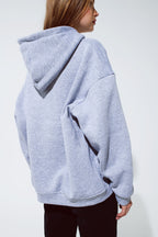 Grey Color Hoodie with Embroidered Cést La Vie Text
