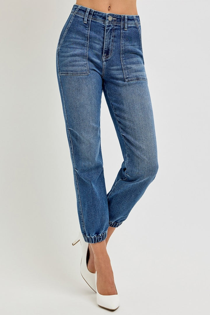 High Rise Ankle Jogger Jeans