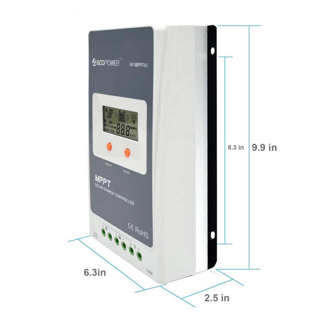ACOPOWER Midas 40A MPPT Solar Charge Controller with Remote Meter MT-50