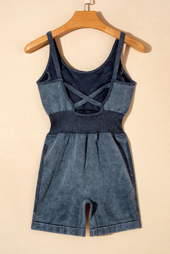 High Waist Athletic Romper Carbon Washed Grey