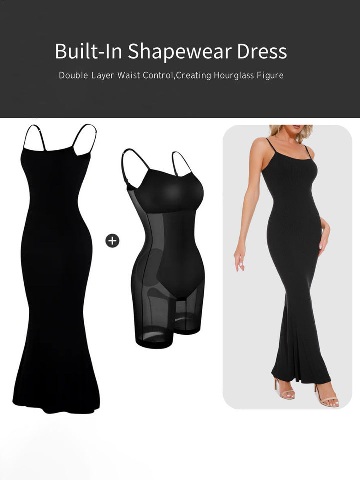 Built-In Shapewear Sleeveless Maxi Dress