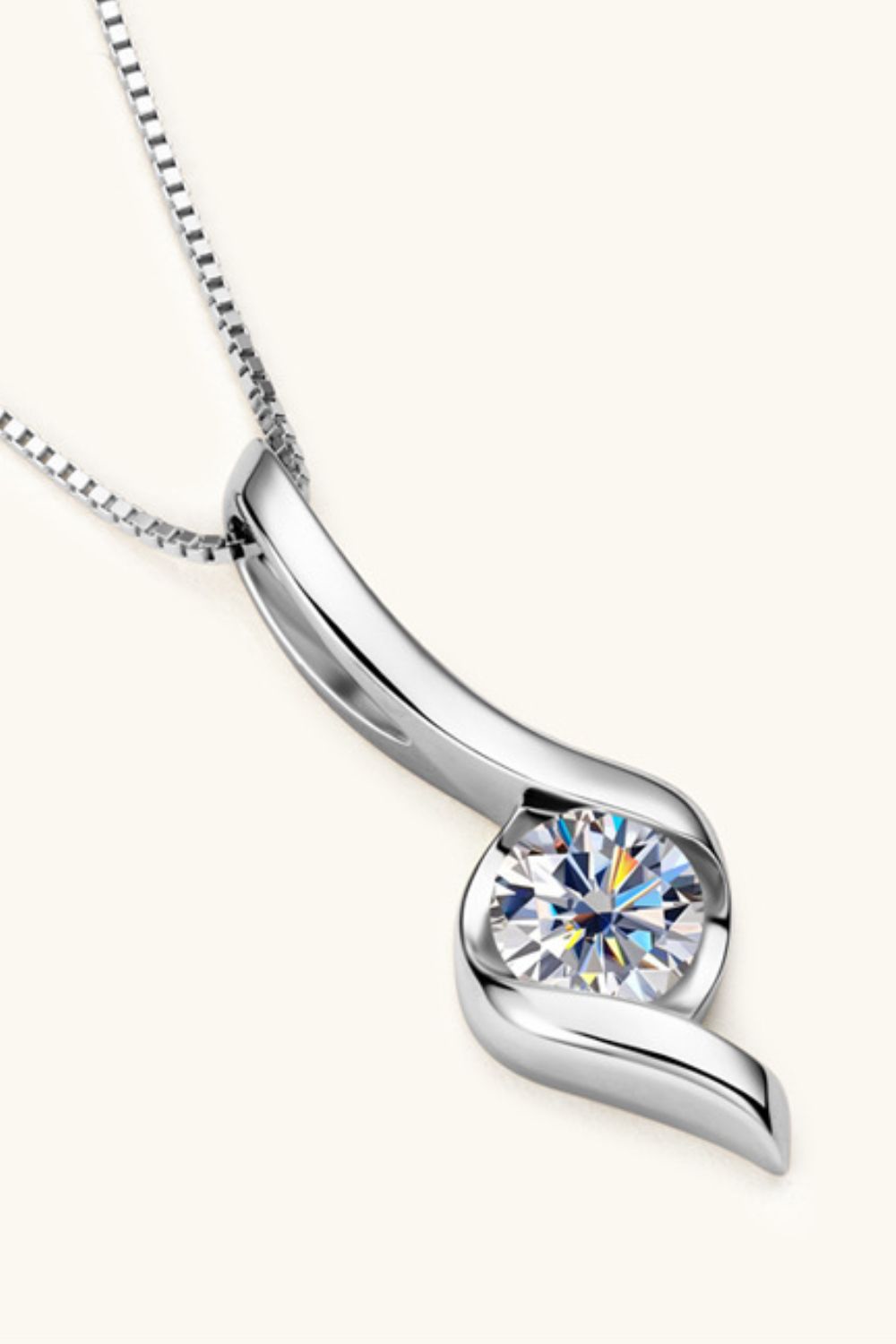 Moissanite 1 Ct in 925 Sterling Silver Necklace