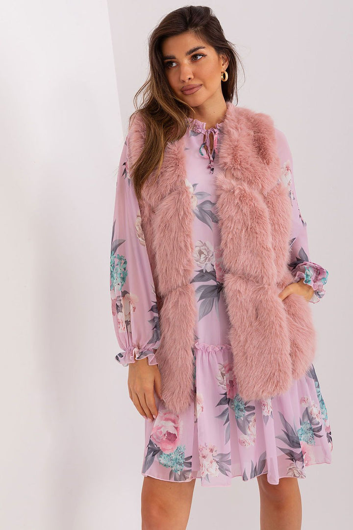 Faux Fur Vest Jacket Blush Pink