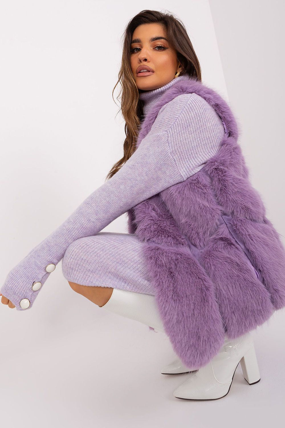 Faux Fur Vest Jacket Violet